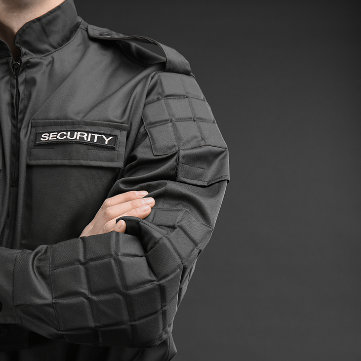 An image of an umarmed security to guard to represent Kerberos International Security division service the company provides.